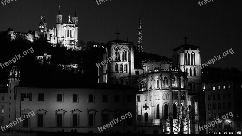 Lyon Lights Night Monuments Free Photos