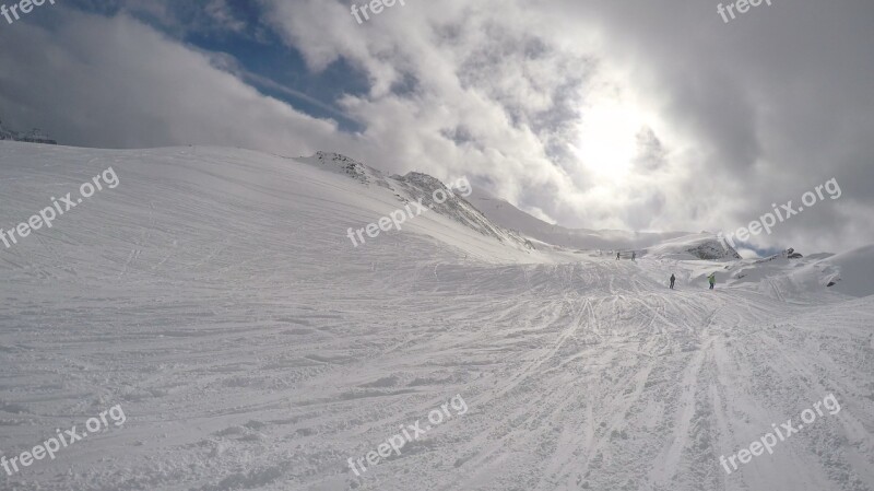 Snow Sun Mountain Landscape Winter