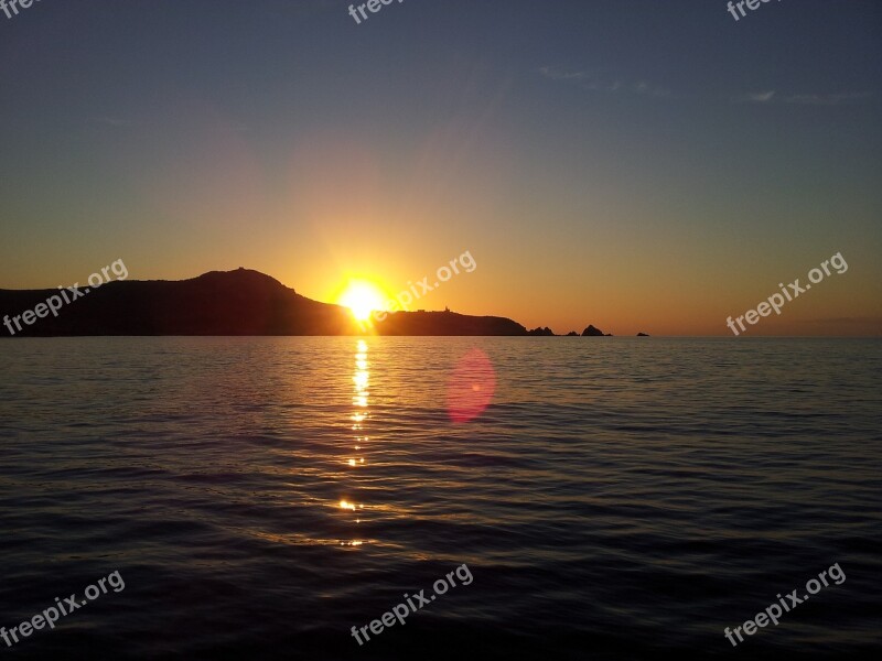 Dawn Sea Sardinia Sunset Evening