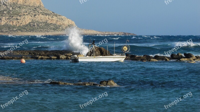 Cyprus Ayia Napa Kermia Beach Boat Waves