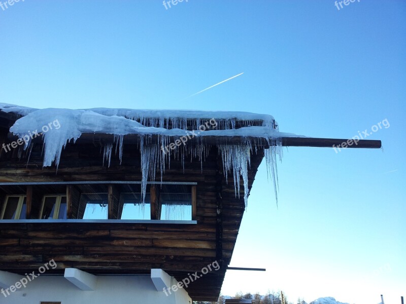 Mountain Winter Sky Hut Snow