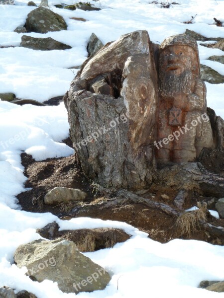 Trunk Gnome Snow Mountain Wood