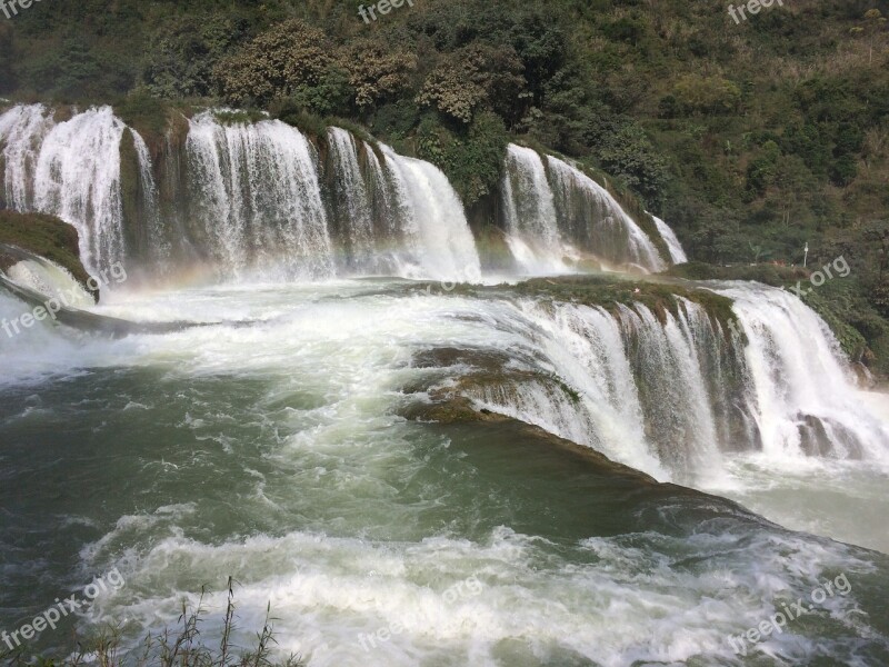 Waterfall Water Rainbow Detian Vietnam