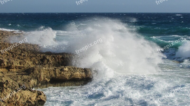 Waves Smashing Spray Rocky Coast Wild