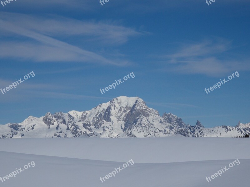 Mont Blanc France Alps Mountains Clouds