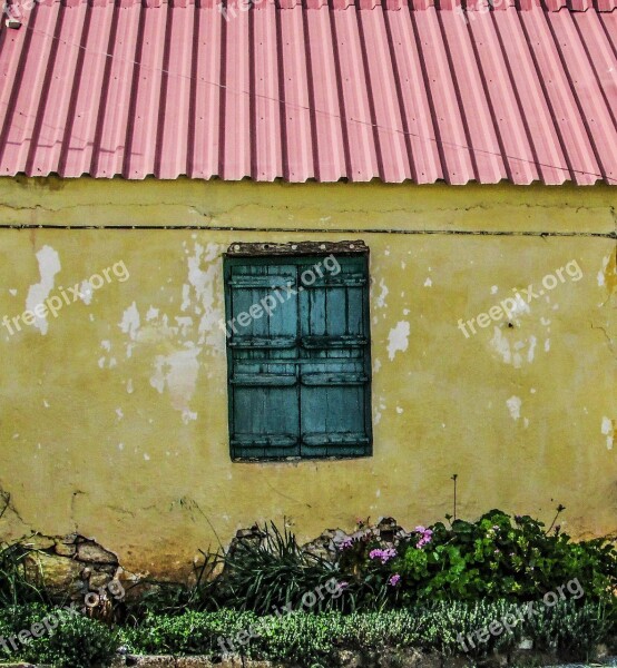 Cyprus Paralimni Old House Colourful Window