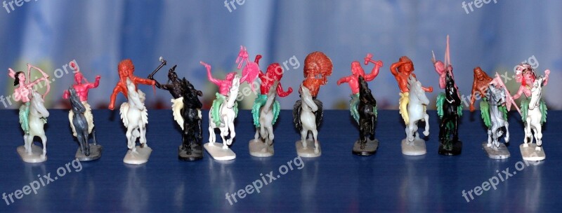 Indians Native Chiefs Figurines Plastic