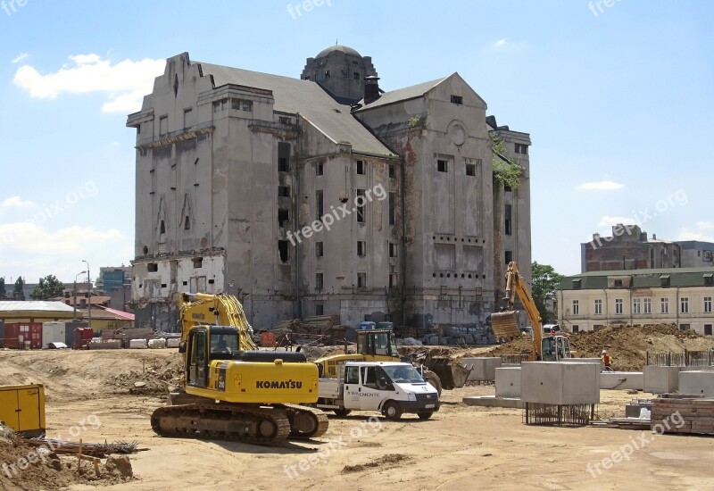 Building Site Old Factory Demolition Excavator Vehicle