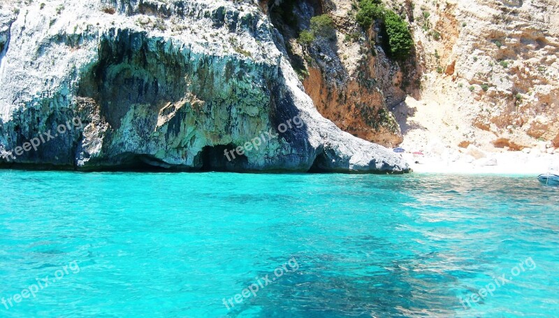 Sardinian Beach Transparent Water Sea Rock Blue Water