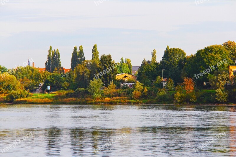 Beauty Charming Elbe River Autumn Elbe