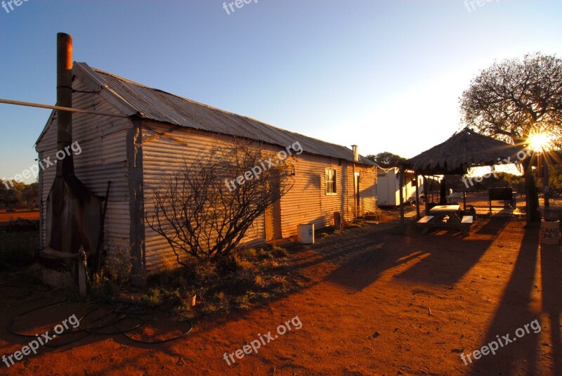 Outback Australia Shearing Shed Sunset Free Photos