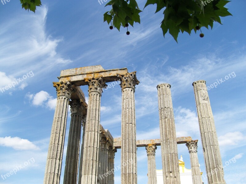 Unesco World Heritage Site Evora Fortress Roman Temple Complex Diana Columnar Romans