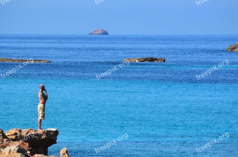 Rocks Beach Sand You Swim Ibiza