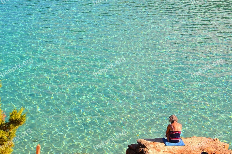 Rocks Beach Sand You Swim Ibiza