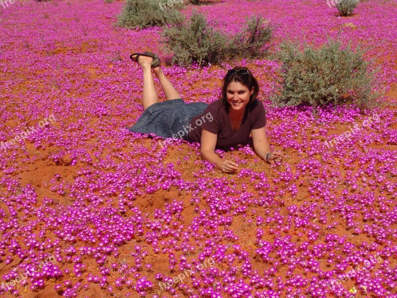 Wildflowers Woman Outback Australia Free Photos