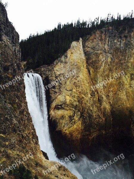 Yellowstone Grand Canyon Waterfall Wyoming Free Photos