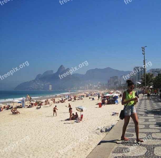 Ipanema-beach Rio Twin Mountains Dois Irmaos Brazil