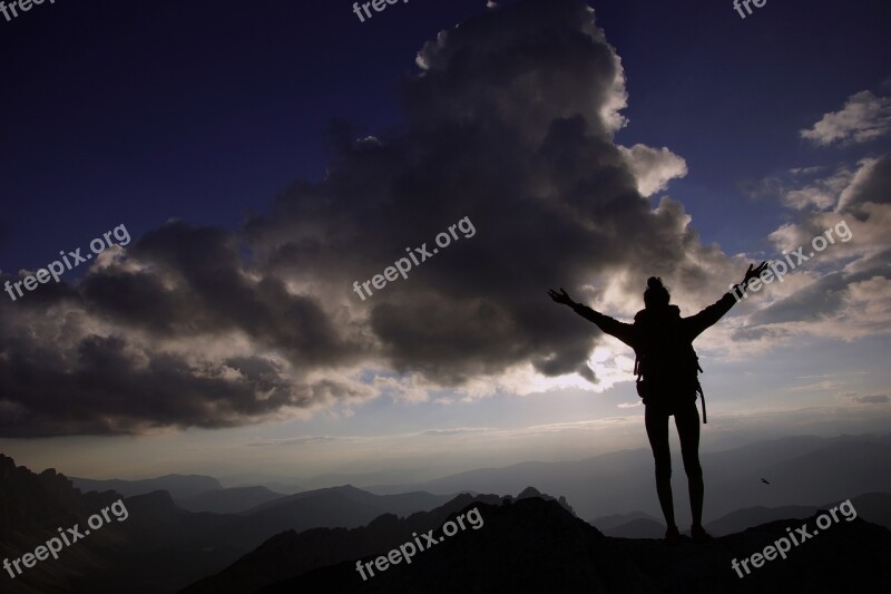 Landscape Dolomites Alps Europe Backlight