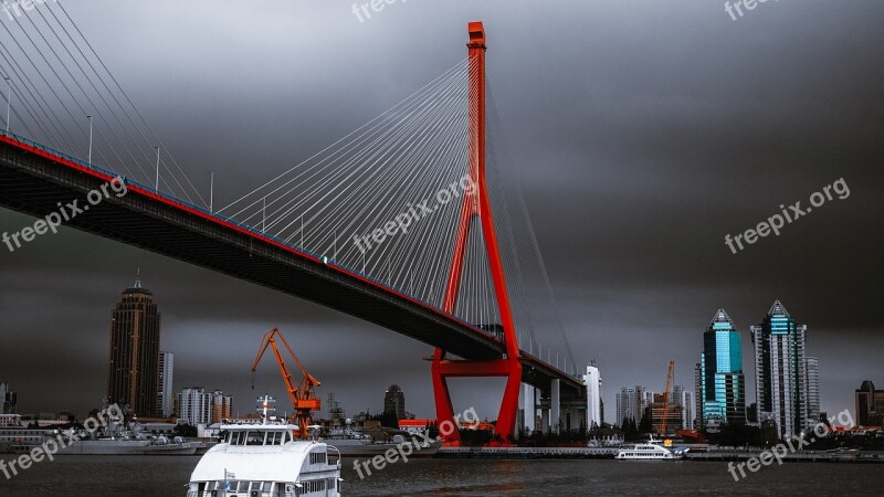 Yangpu Bridge Shanghai China Free Photos