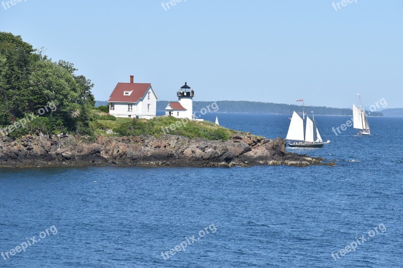 Curtis Island Light Camden Lighthouse Windjammer Sailboat