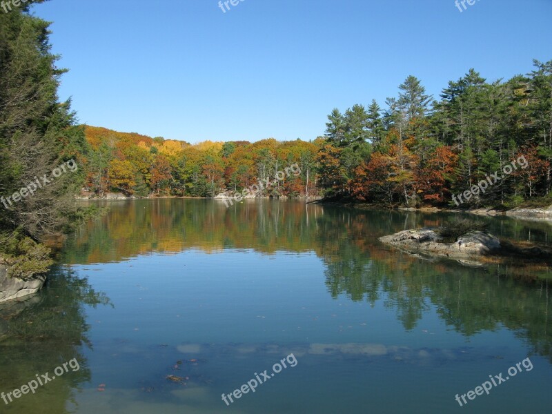 Oven's Mouth Boothbay Maine Fall Foliage Peaceful