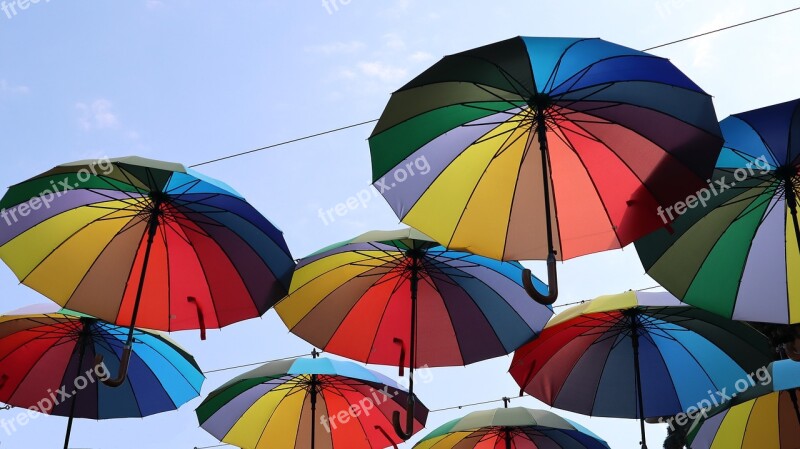 Colored Sun Umbrellas Rainbow Color Decoration Free Photos