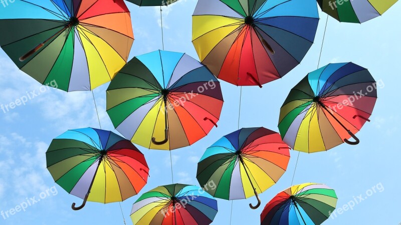 Colored Sun Umbrellas Rainbow Color Decoration Free Photos