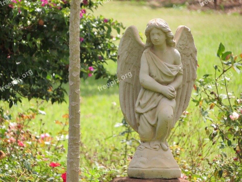 Angel Garden Sculpture Flowers Plants