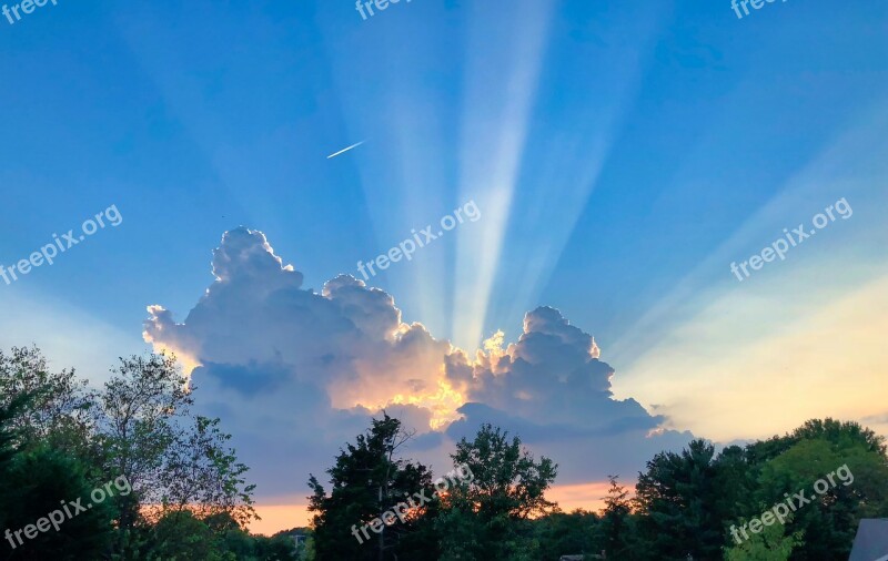 Sun Rays Blue Sky Sun Rays Sunset