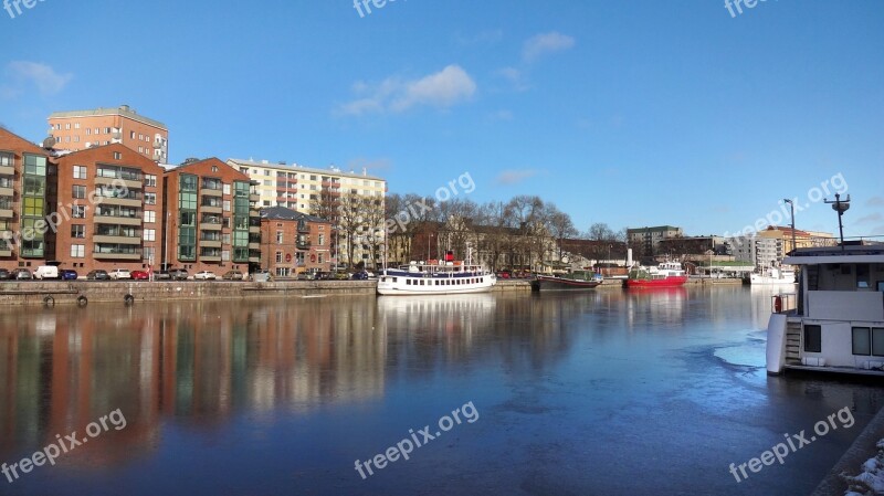 Landscape Summer Ship River Aura River