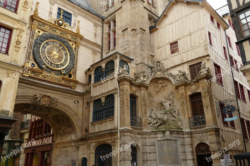 Clock Watch Gilt Architecture Building