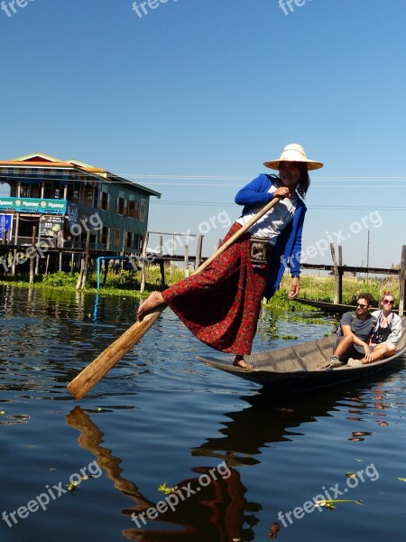 Myanmar Inle Lake Single-leg-rowers Burma