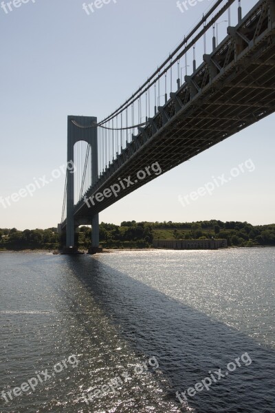 Verrazano Bridge New York City Bridge Water Manhattan