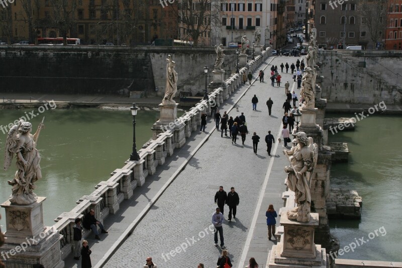 Rome Bridge Of Angels Italy Architecture Antiquity