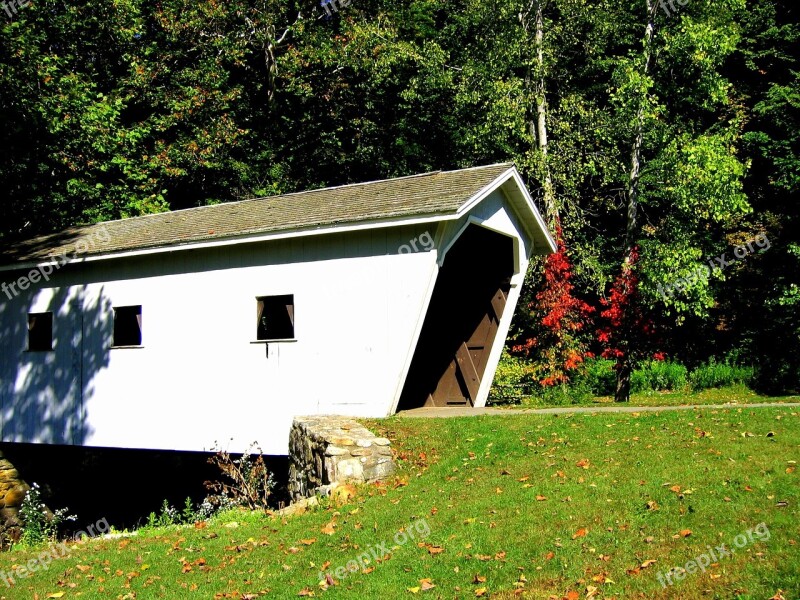 Covered Bridge Bridge Covered Wooden White