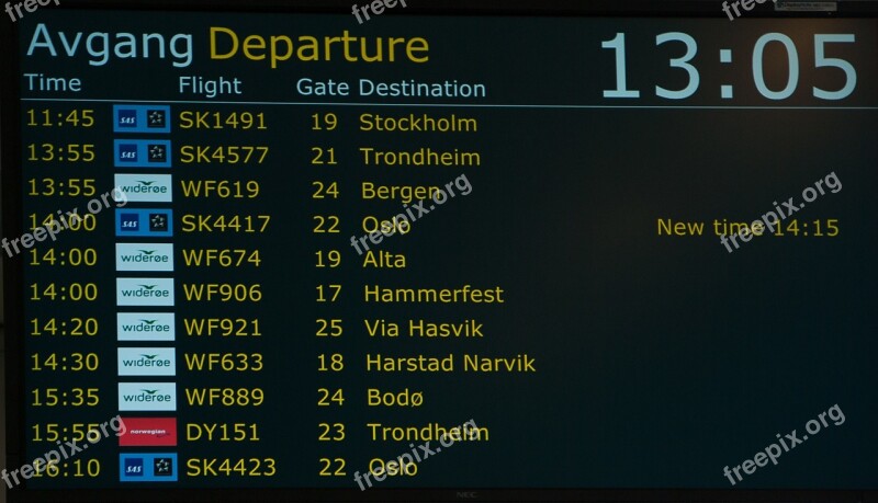 Airport Departures Display Panels Flights