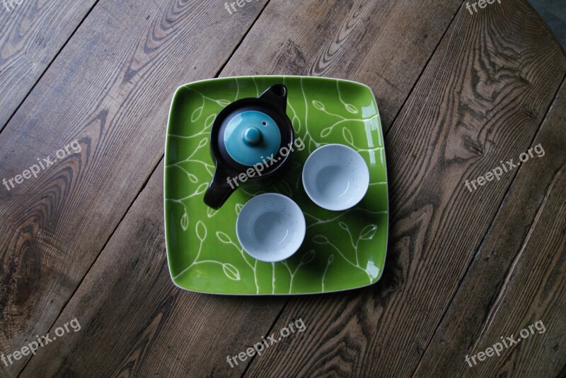 Tea Cup Wooden Table Teapot View Immersed