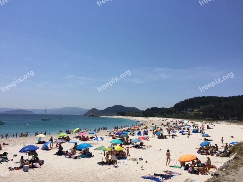 Galicia Beach Cíes Islands Free Photos