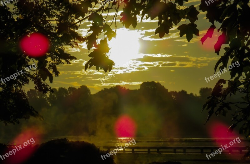 Sunrise Morgenstimmung Water Landscape Skies