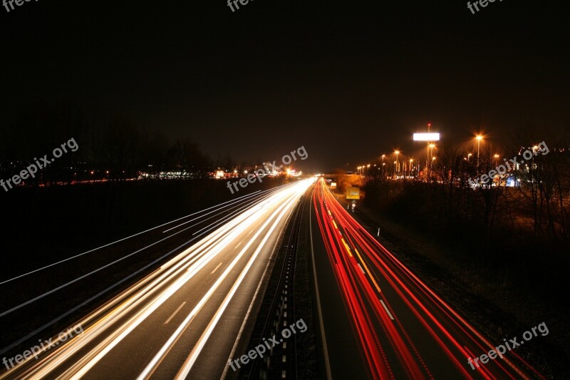 Long Exposure Autos Highway Traffic Road