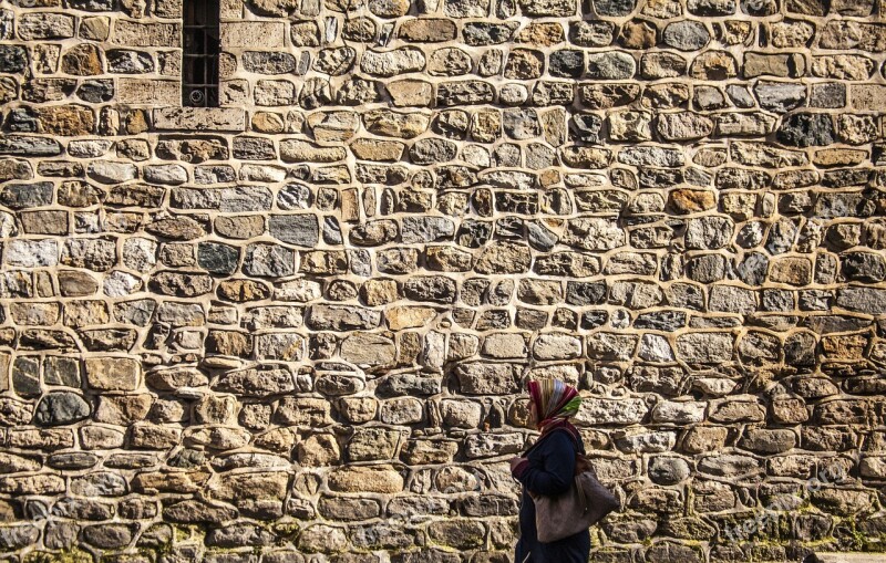 Human Wall Woman Street Walking