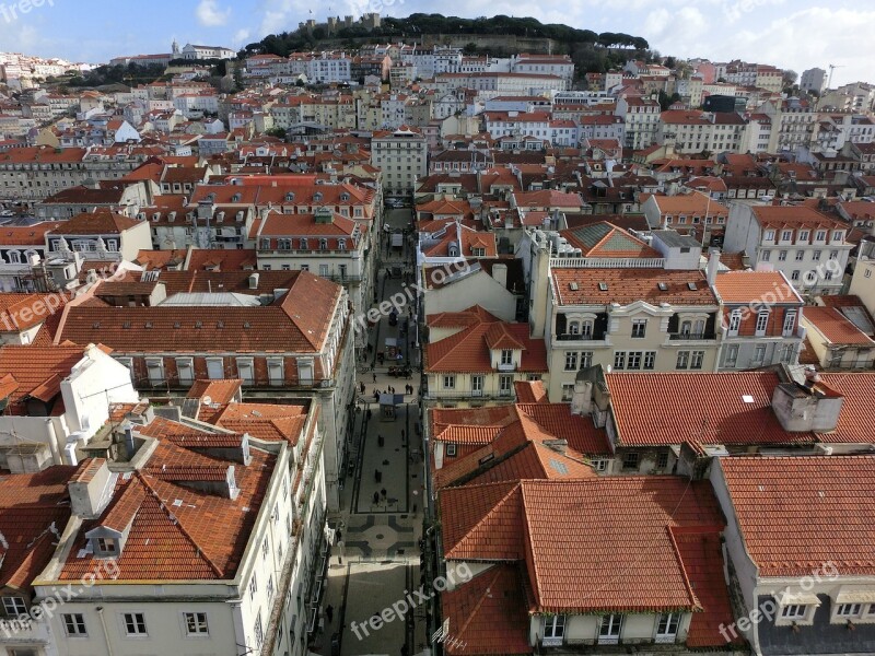 Lisbon Portugal Roofs Historic Center City