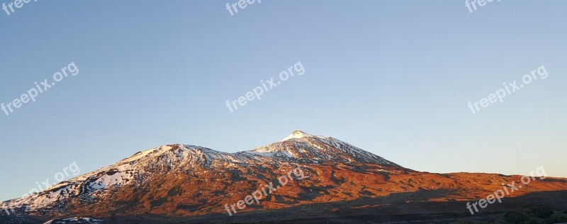 Teide Peak Snow Canary Islands Tenerife