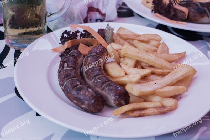 Sausage Bratwurst French Fries German Wurst Free Photos