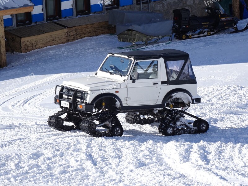 Adapted Vehicle Snow Caterpillars Cold Ski Resort Free Photos