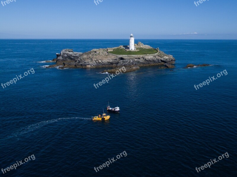 Sea Lighthouse Fishing Boats Boats Coastal