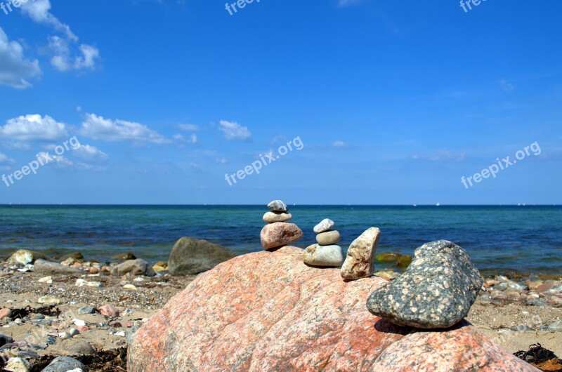 Stone Tower Sea Stones Beach Meditation