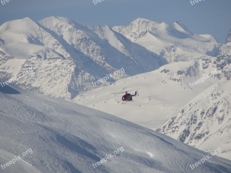 Helicopter The Alps Snow Mountains Winter