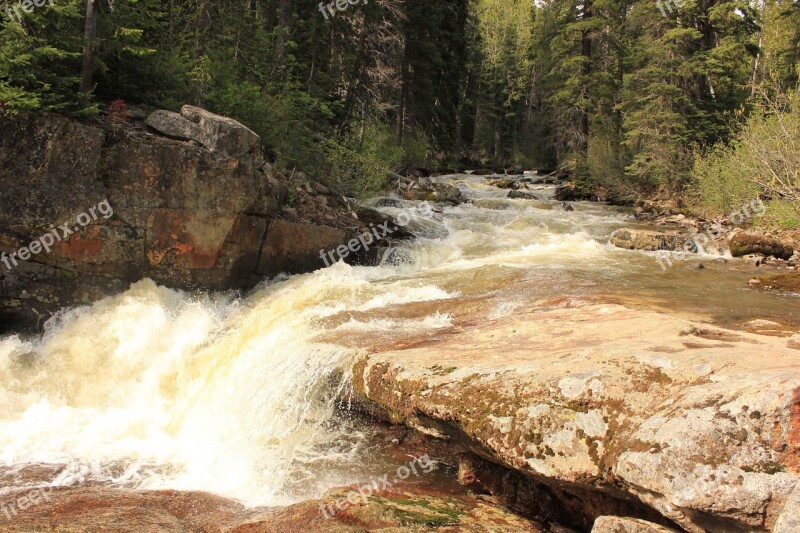 Mountain Stream Flowing Rocks Nature River