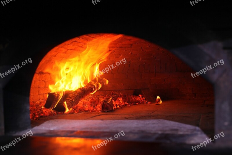 Wood Fired Oven Oven Pizza Fire Lit